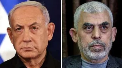 Биньямин Нетаньяху и лидер ХАМАС в Газе Яхья Санвар 