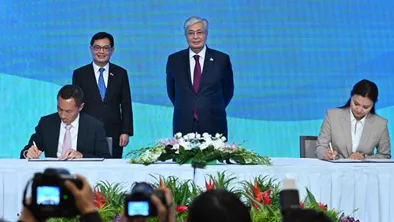 Президент Казахстана Касым-Жомарт Токаев на закрытии Казахско-сингапурского бизнес-форума