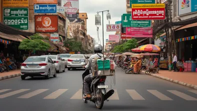 Как в Камбодже обожают капельницы на мотоцикле