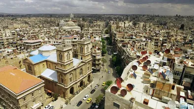 Алеппо, Сирия, панорама города сверху