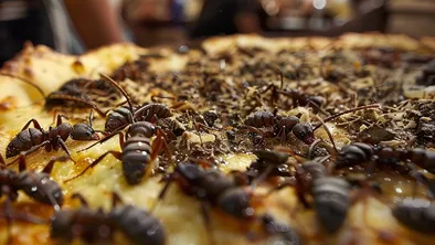 Пицца с муравьями в ресторане Бразилии