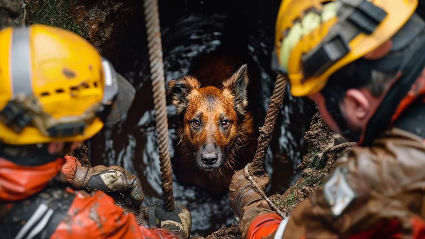Спасатели вытаскивают собаку из колодца фото на taspanews.kz от 05 июня 2024 15:51