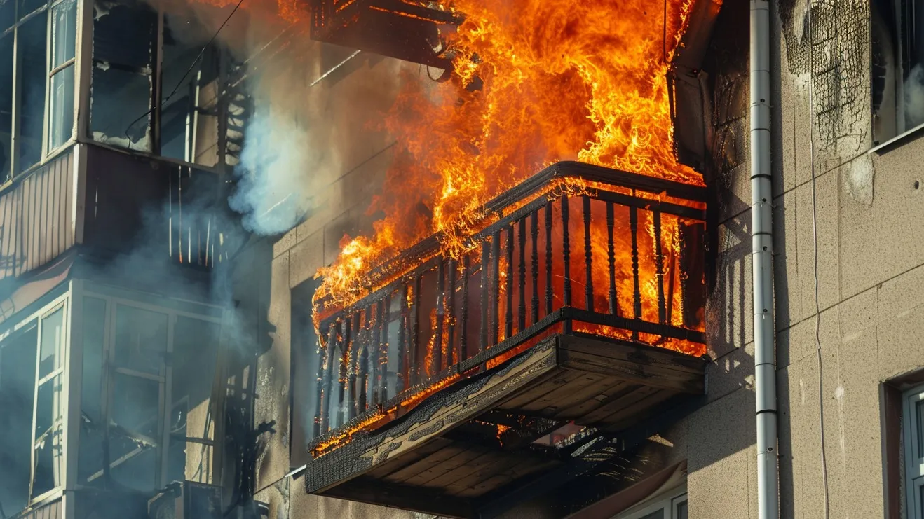 Пожар в Астане: загорелся балкон фото на taspanews.kz от 19 июня 2024 19:41