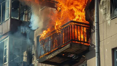 Пожар в Астане: загорелся балкон