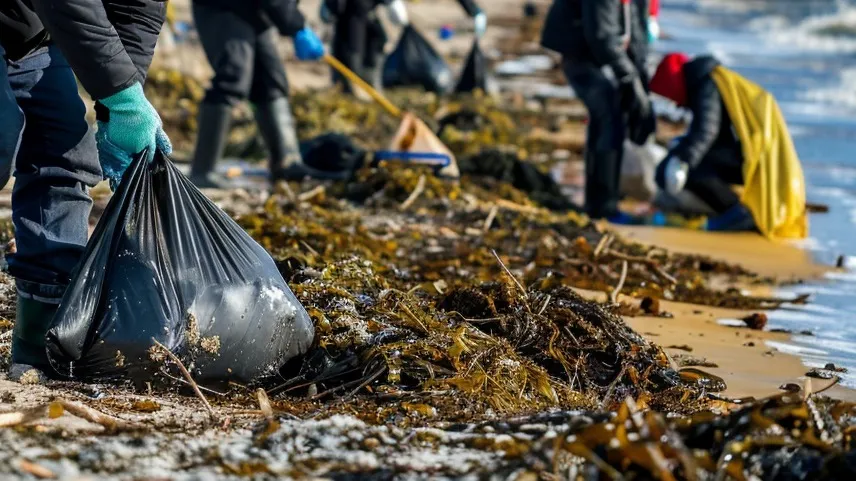 В Актау очищают от мусора и камней прибрежную линию фото на taspanews.kz от 24 июня 2024 16:14