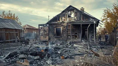 В Актобе у многодетной семьи второй раз за два года сгорел дом