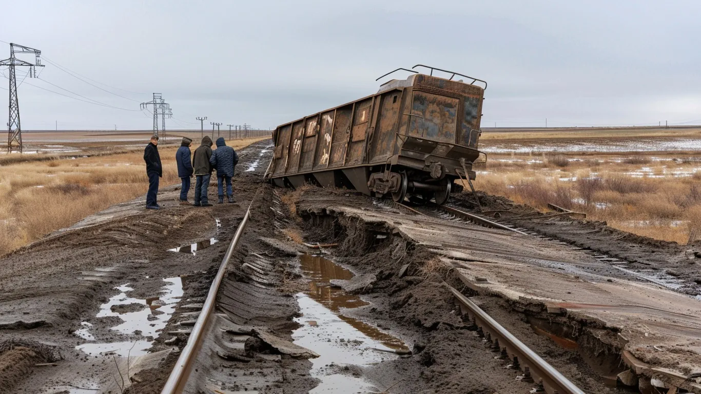 Товарный поезд сошел с рельсов в Туркестанской области фото на taspanews.kz от 25 июня 2024 21:43