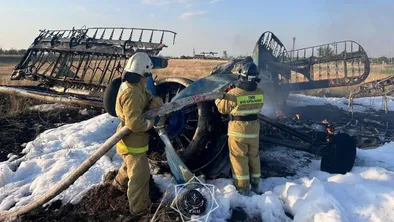 В Акмолинской области загорелся самолет