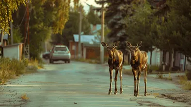 Лосей заметили на улицах Рудного