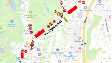 На улице Орманова в Алматы ограничат движение до конца августа