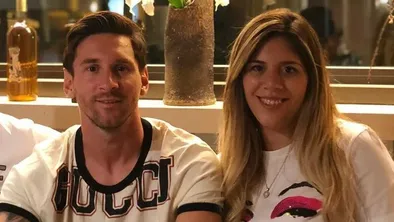 Lionel Messi mit seiner Schwester Maria Sol