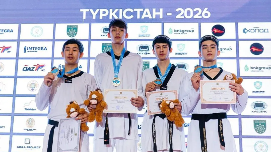 емпионат Казахстана по тхэквондо (WT) среди молодежи в Olympic Center города Туркестана фото на taspanews.kz от 09 февраля 2026 13:28