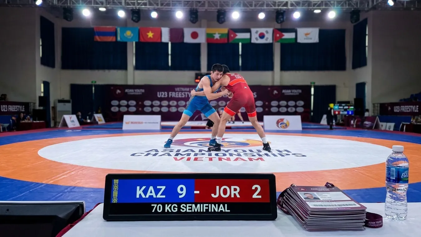 Майис Алиев на чемпионате Азии U23 по борьбе во Вьетнаме фото на taspanews.kz от 25 мая 2026 10:20