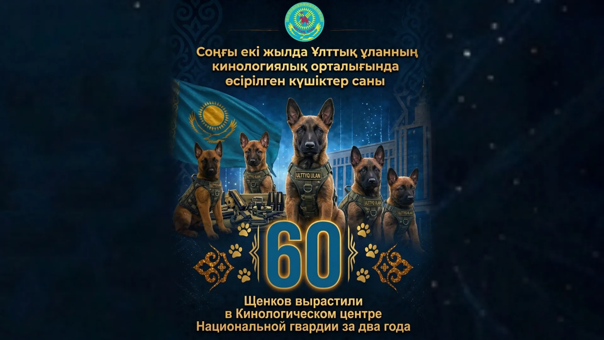 В кинологическом центре Нацгвардии в Алатау вырастили 60 щенков за два года