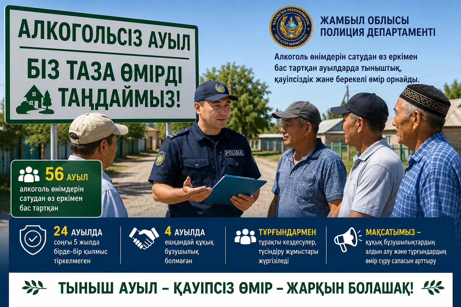 За пять лет ноль преступлений: как добровольный запрет алкоголя изменил жизнь в 24 селах Жамбылской области